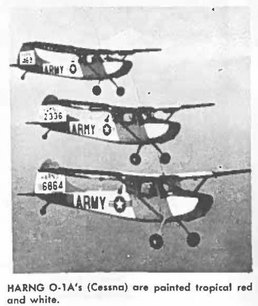HARNG O-1A's (Cessna) are painted tropical red and white.