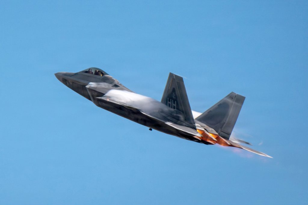 An F-22 Raptor from the 199th Fighter Squadron, Hawai‘i Air National Guard took flight during a Sentry Aloha 26-1 at Joint Base Pearl Harbor-Hickam on Jan. 26 (U.S. Air National Guard photo by Senior Master Sgt. Mysti Bicoy)