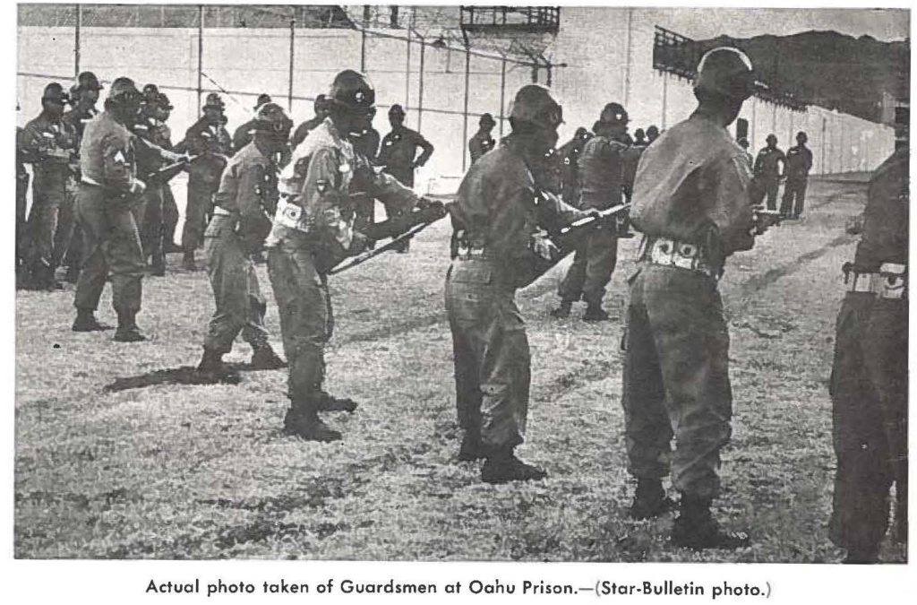 Actual photo taken of Guardsmen at Oahu Prison.- (Star-Bulletin photo.)
