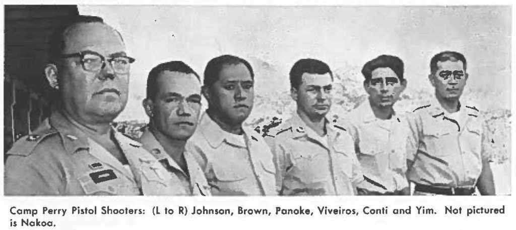 Camp Perry Pistol Shooters: (L to R) Johnson, Brown, Panoke, Viveiros, Conti and Yim. Not pictured is Nokoa.