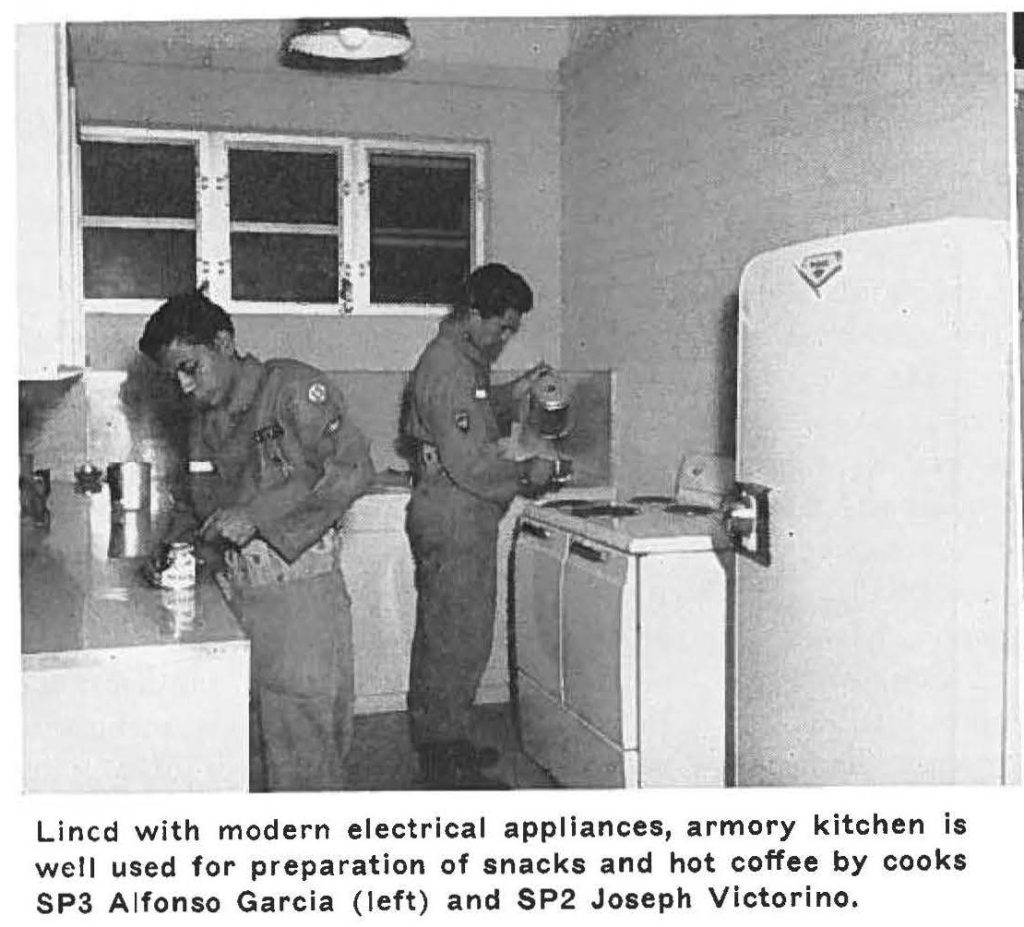 Lined with modern electrical appliances, armory kitchen is well used for preparation of snacks and hot coffee by cooks SP3 Alfonso Garcia (left) and SP2 Joseph Victorino.