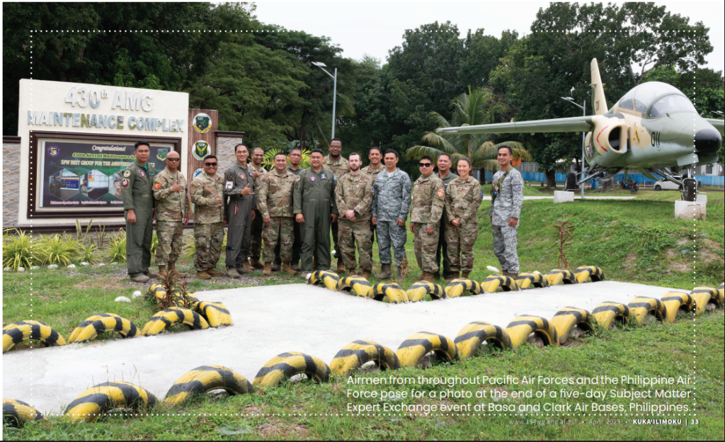 Airmen from throughout Pacific Air Forces and the Philippine Air Force pose for a photo at the end of a five-day Subject Matter Expert Exchange event at Basa and Clark Air Bases, Philippines.