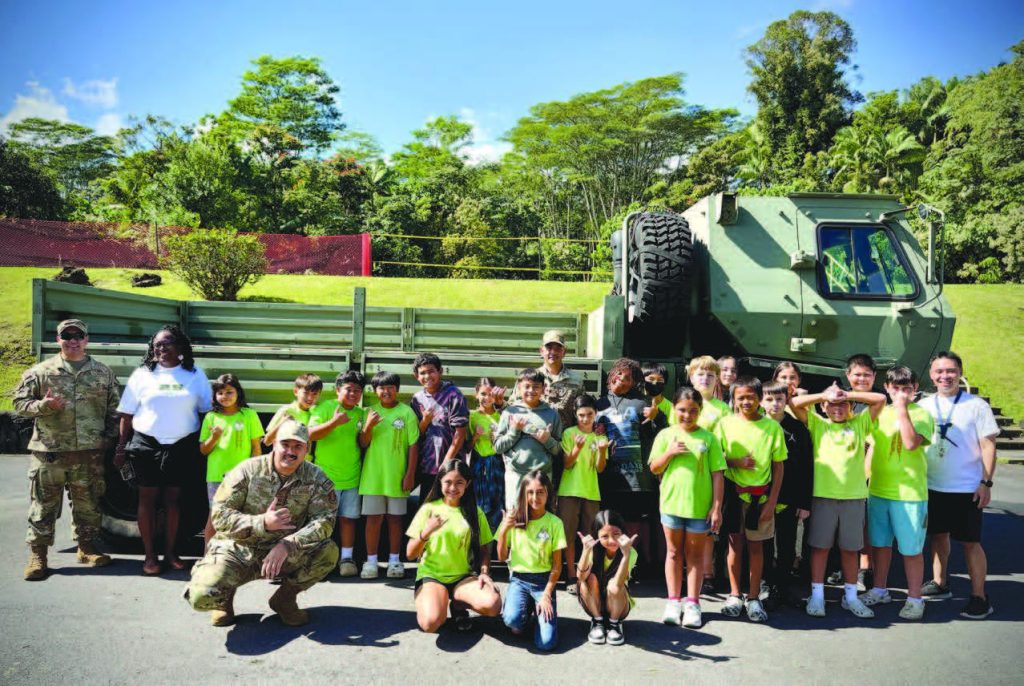 the Hawai‘i Air National Guard’s 291st Combat Communications Squadron visited students in January 2025. – STARBASE Hawai‘i photos